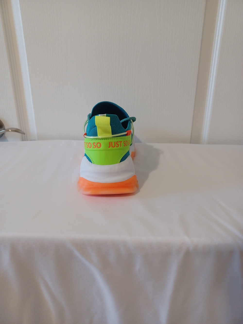 Amazon Teal Athletic Sneakers with Neon Orange and Yellow Accents - Picture 10 of 15